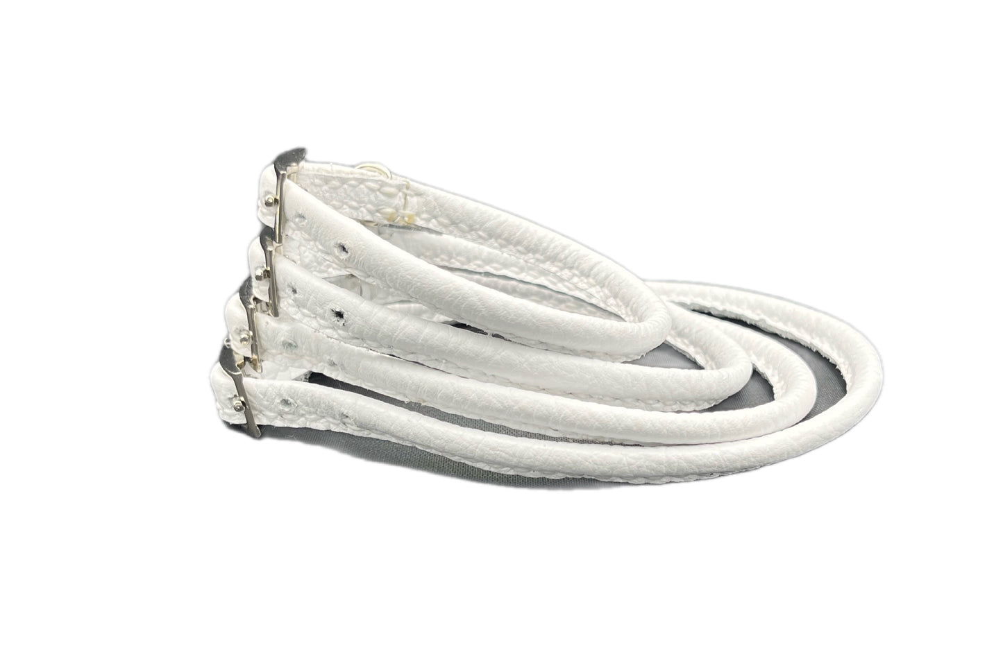 Thin White Leather Rolled Collar