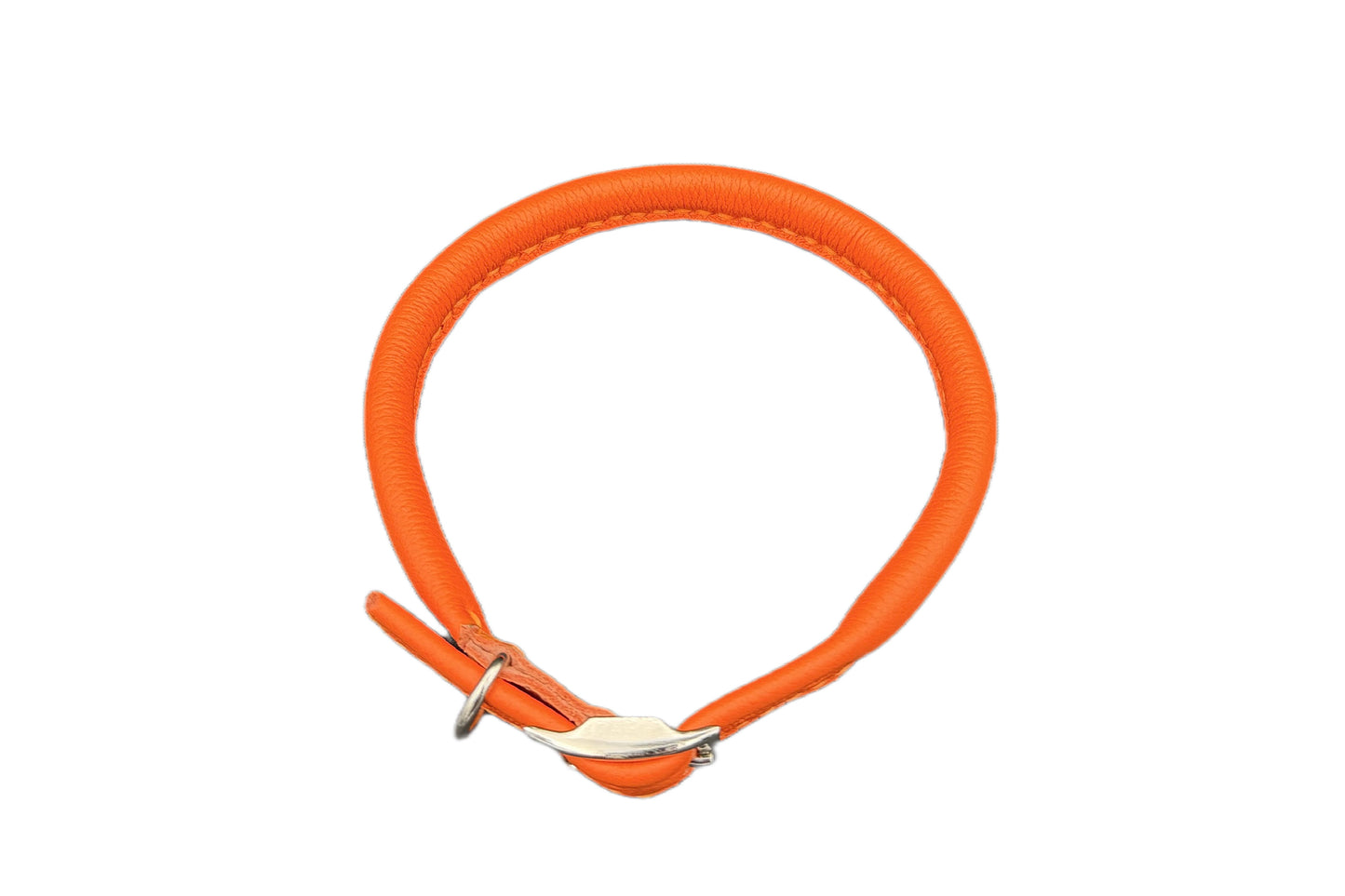 Orange Leather Rolled Collar