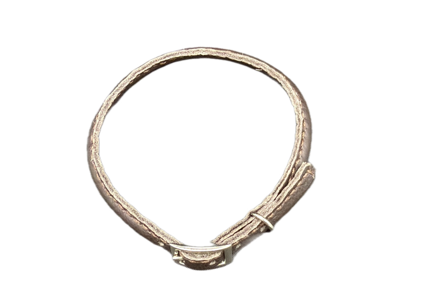 Thin Brown Leather Rolled Collar