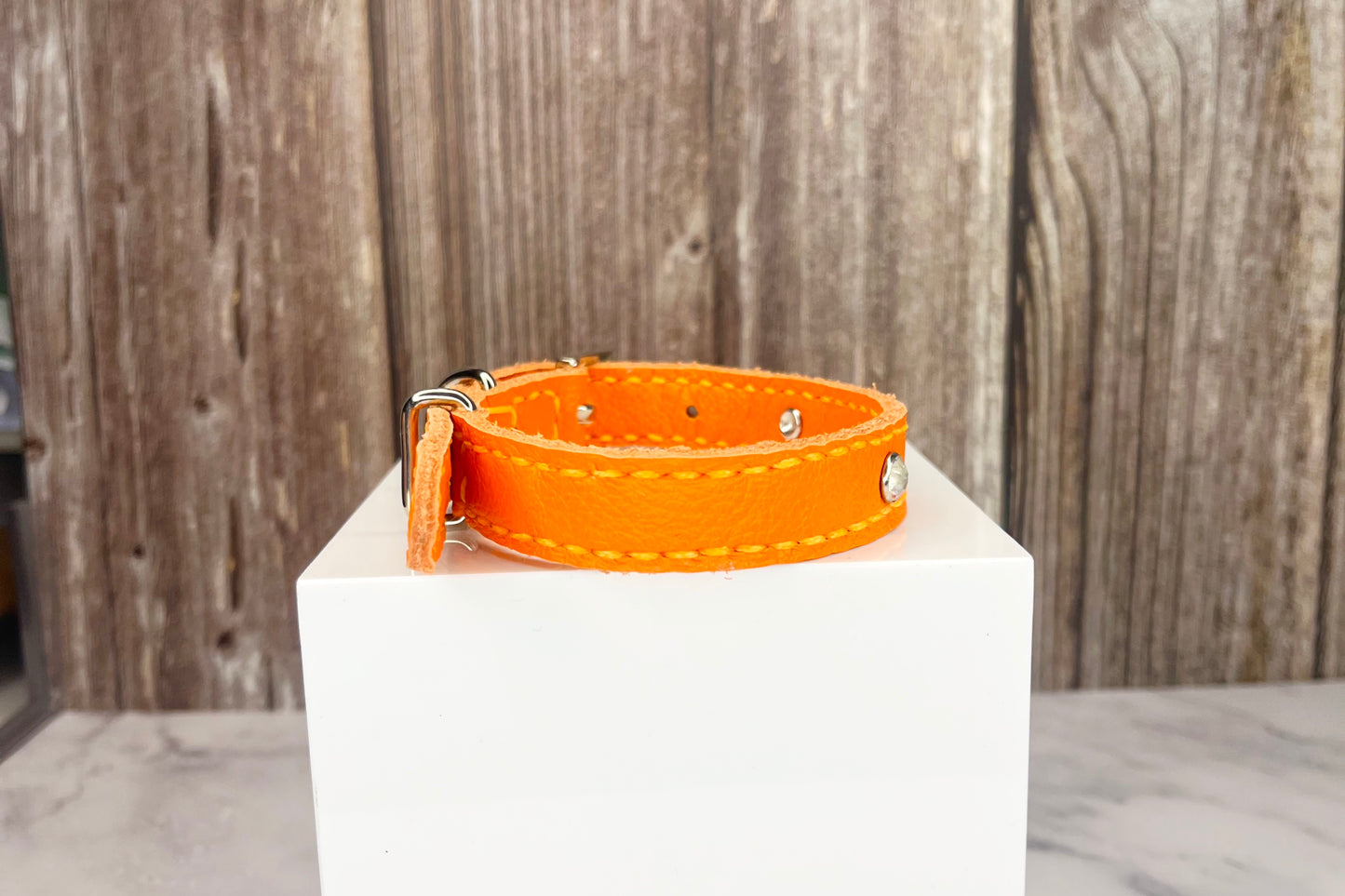 Small Orange Collar with Clear Diamante