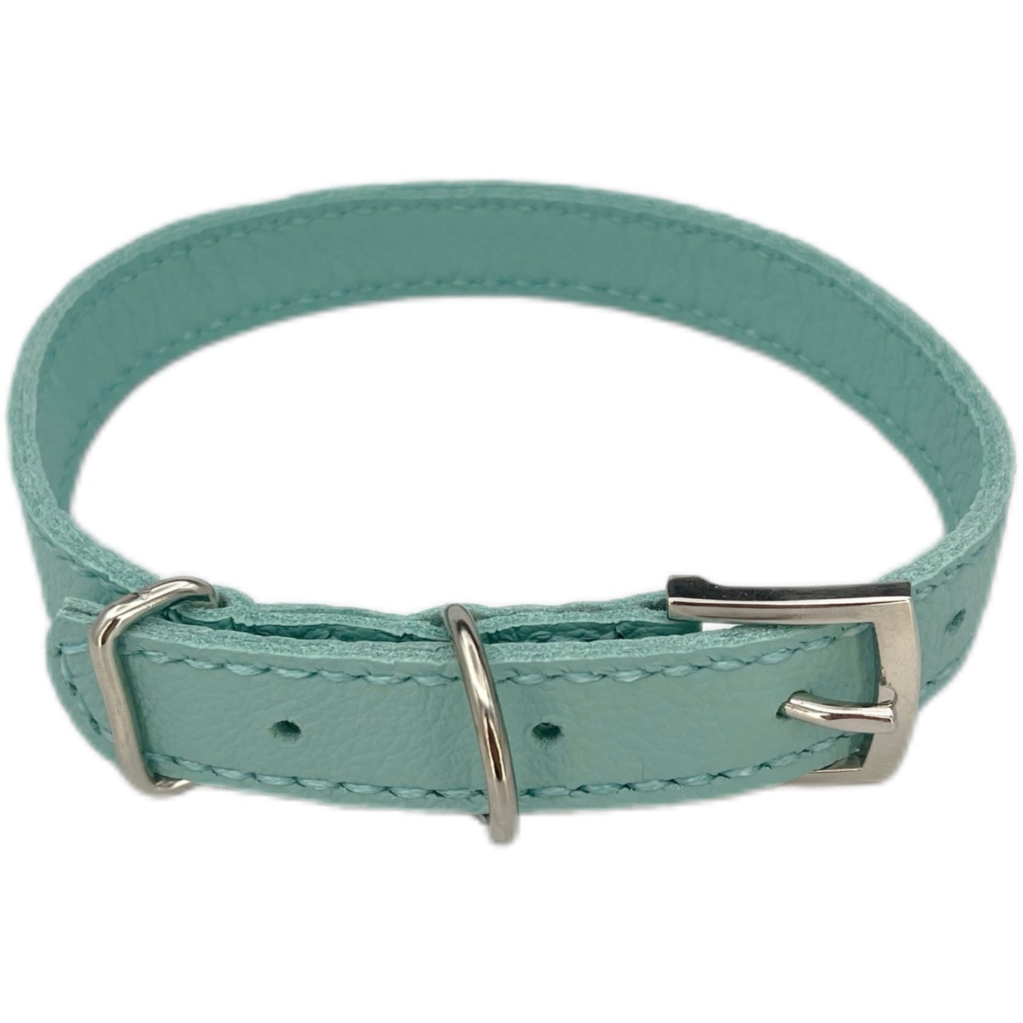 Medium Aqua Green Leather Collar