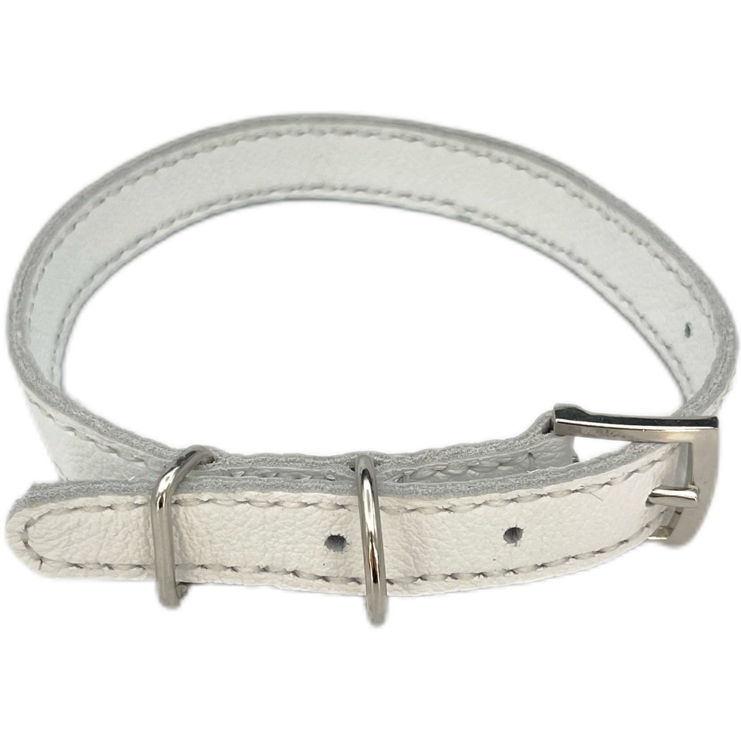 Medium White Leather Collar