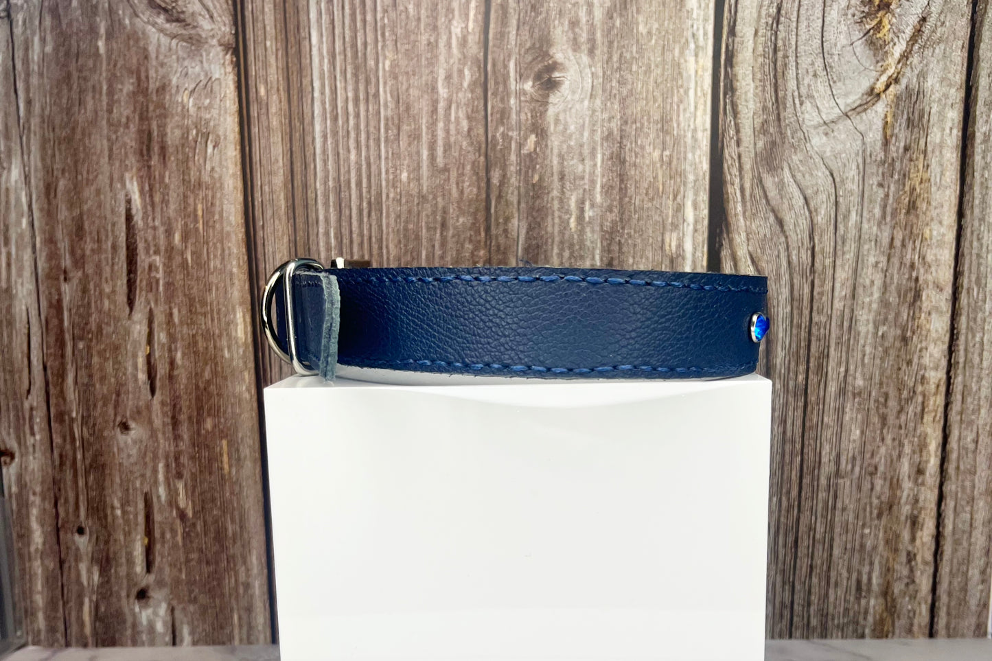 Large Navy Blue Collar with Navy Blue Diamante