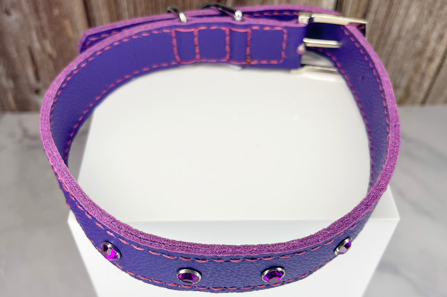 Large Purple Collar with Violet Diamante