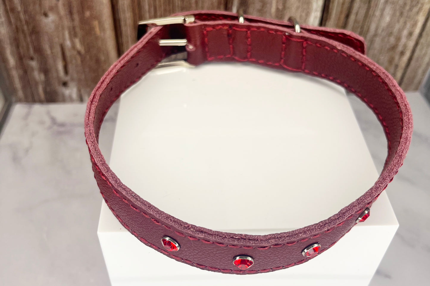 Large Red Collar with Red Diamante