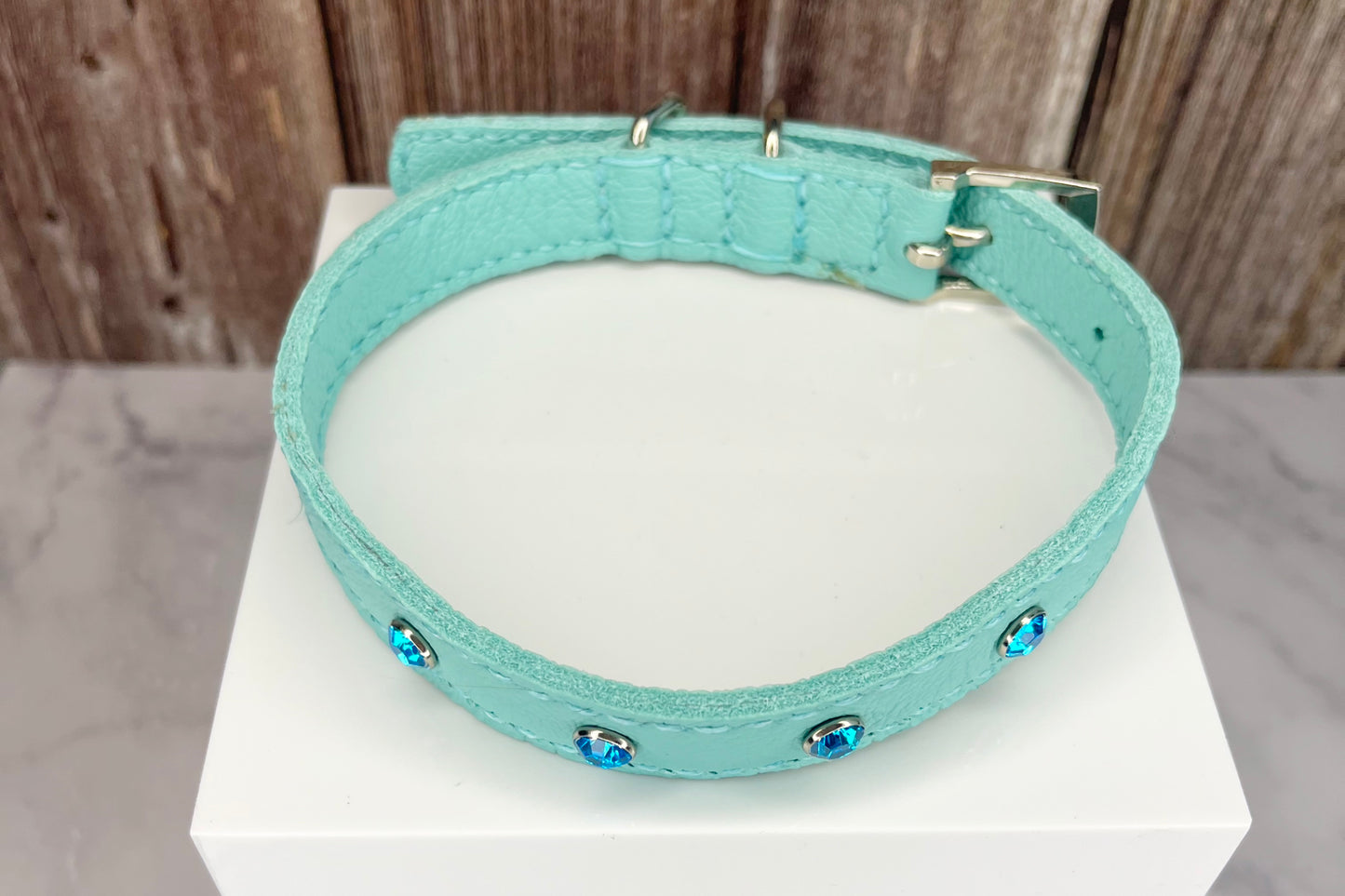 Medium Aqua Green Collar with Turquoise Diamantes