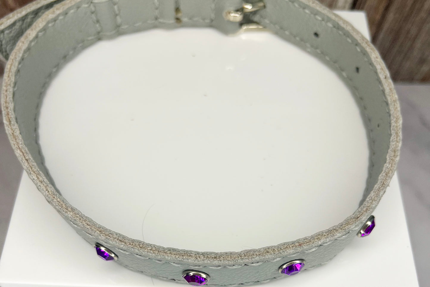 Medium Grey Collar with Violet Diamante