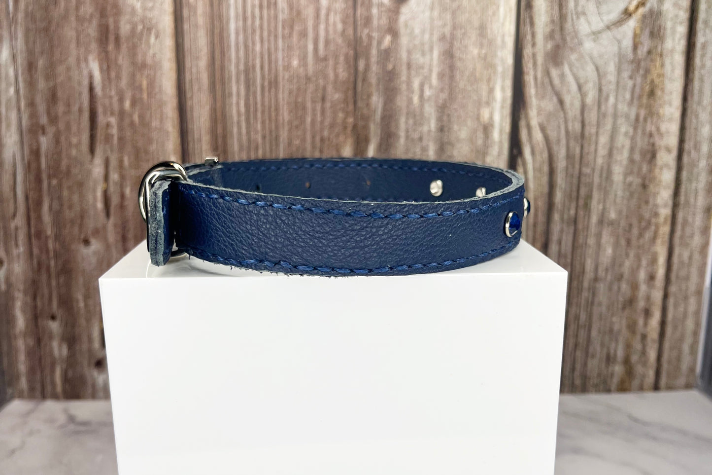 Medium Navy Blue Collar with Midnight Blue Diamantes