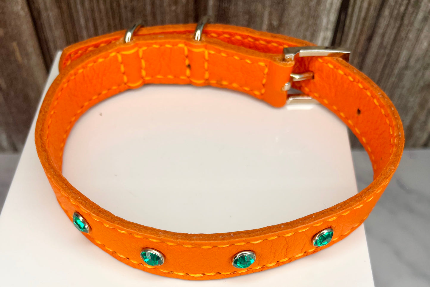 Medium Orange Collar with Jade Diamantes