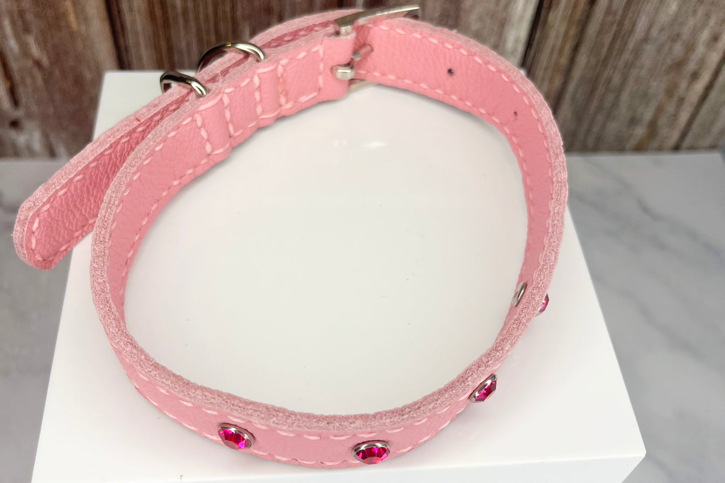 Medium Pink Collar with Hot Pink Diamante
