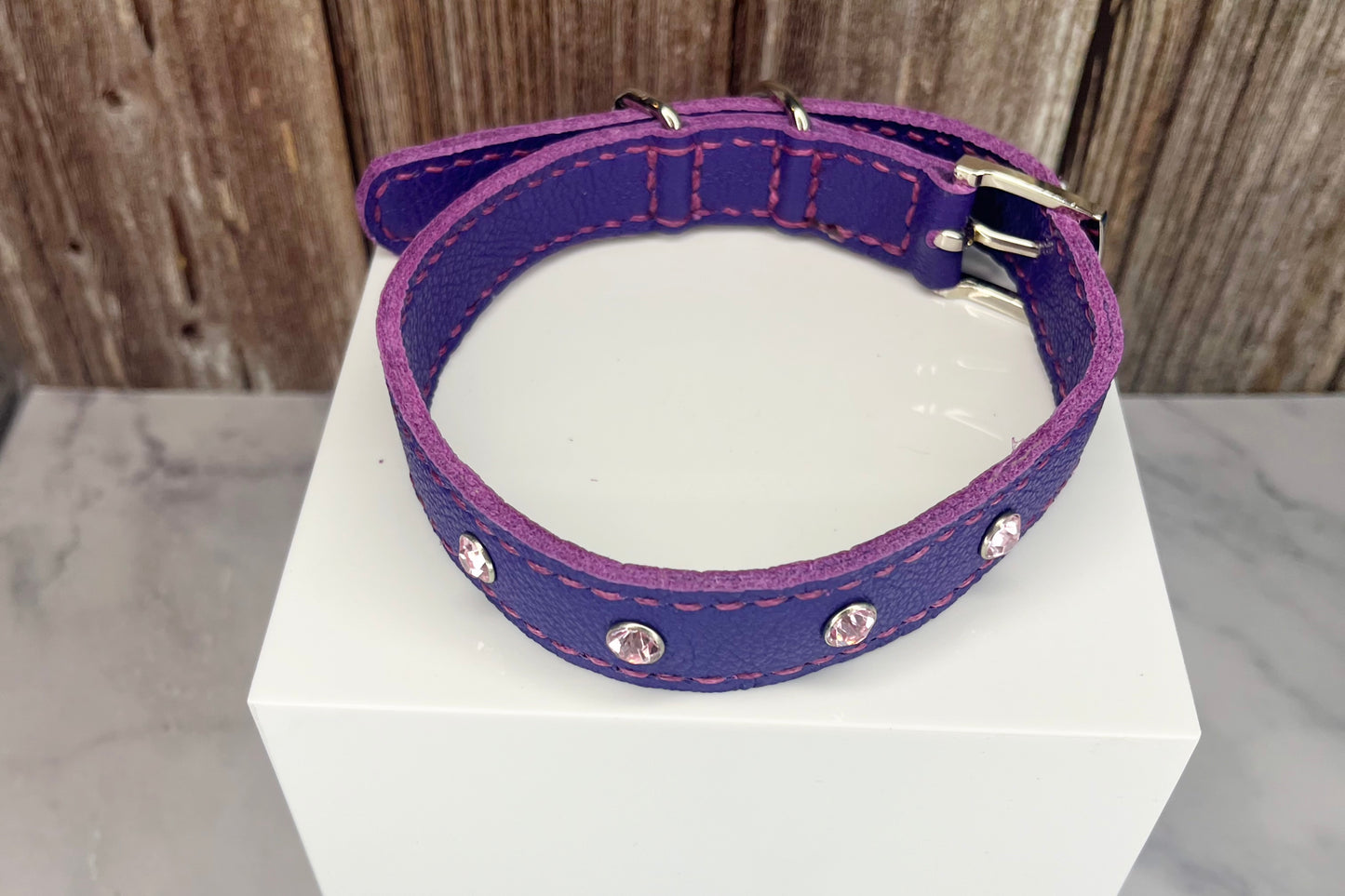 Medium Purple Collar with Light Pink Diamante