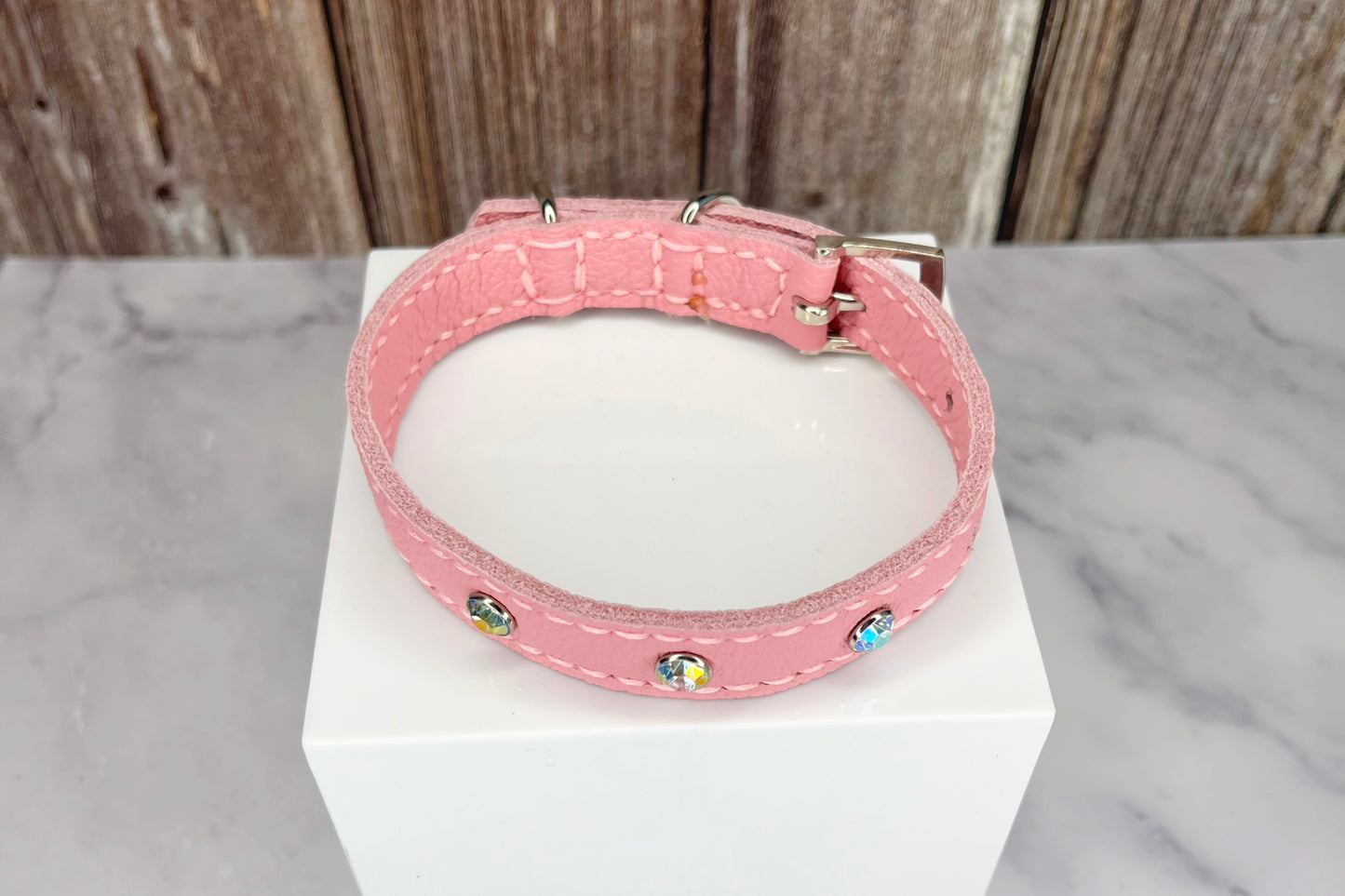 Small Pink Collar with AB Diamante