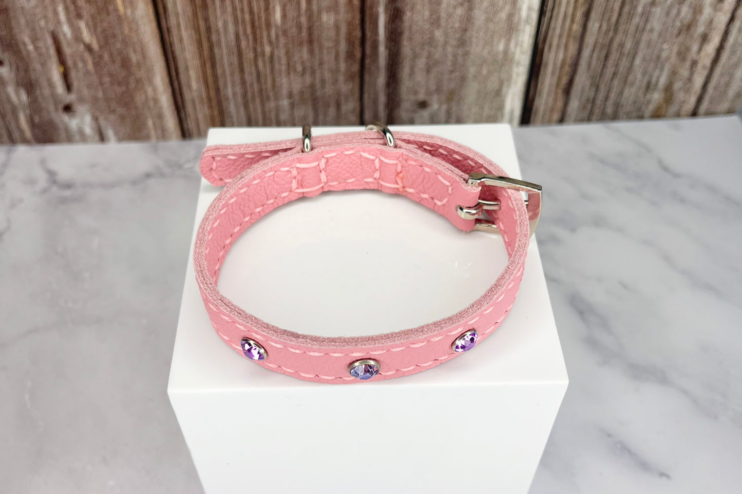 Small Pink Collar with Lilac Diamantes