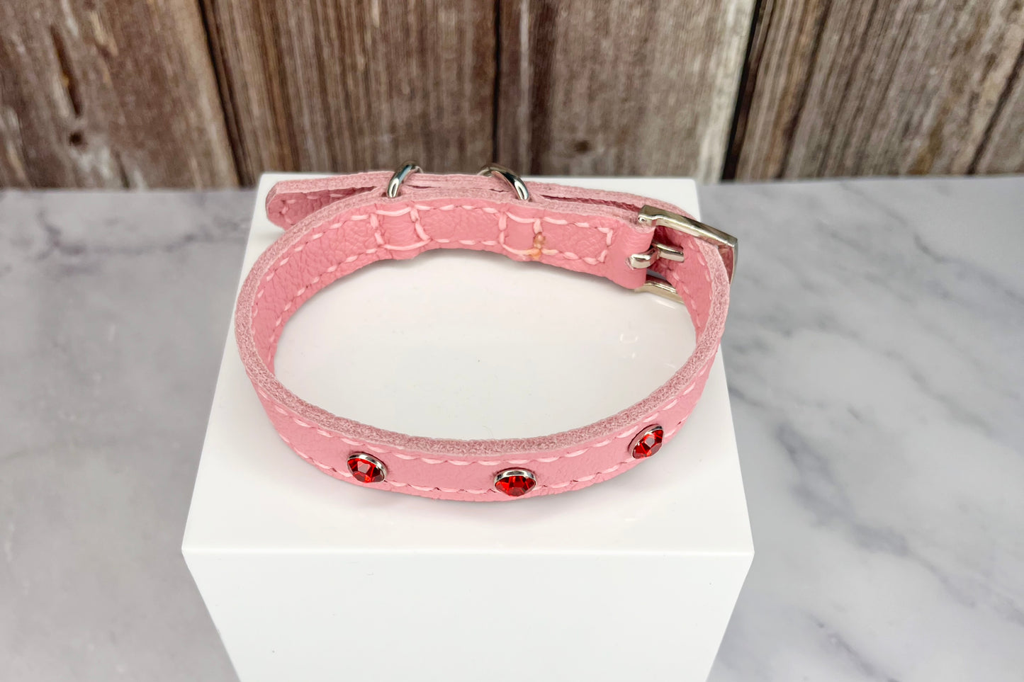 Small Pink Collar with Red Diamantes