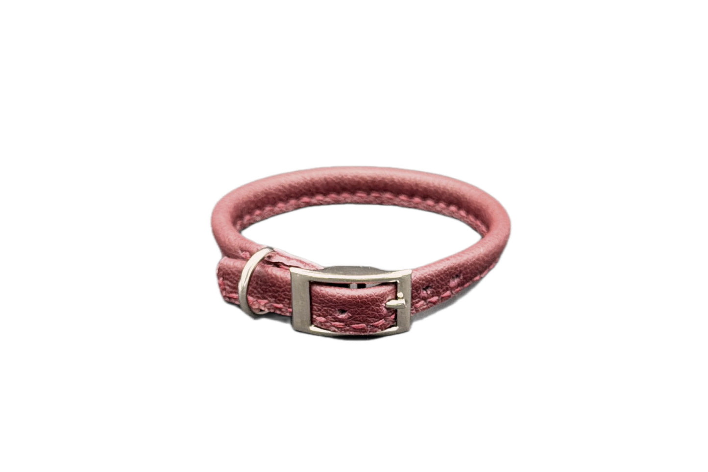Red Leather Rolled Collar