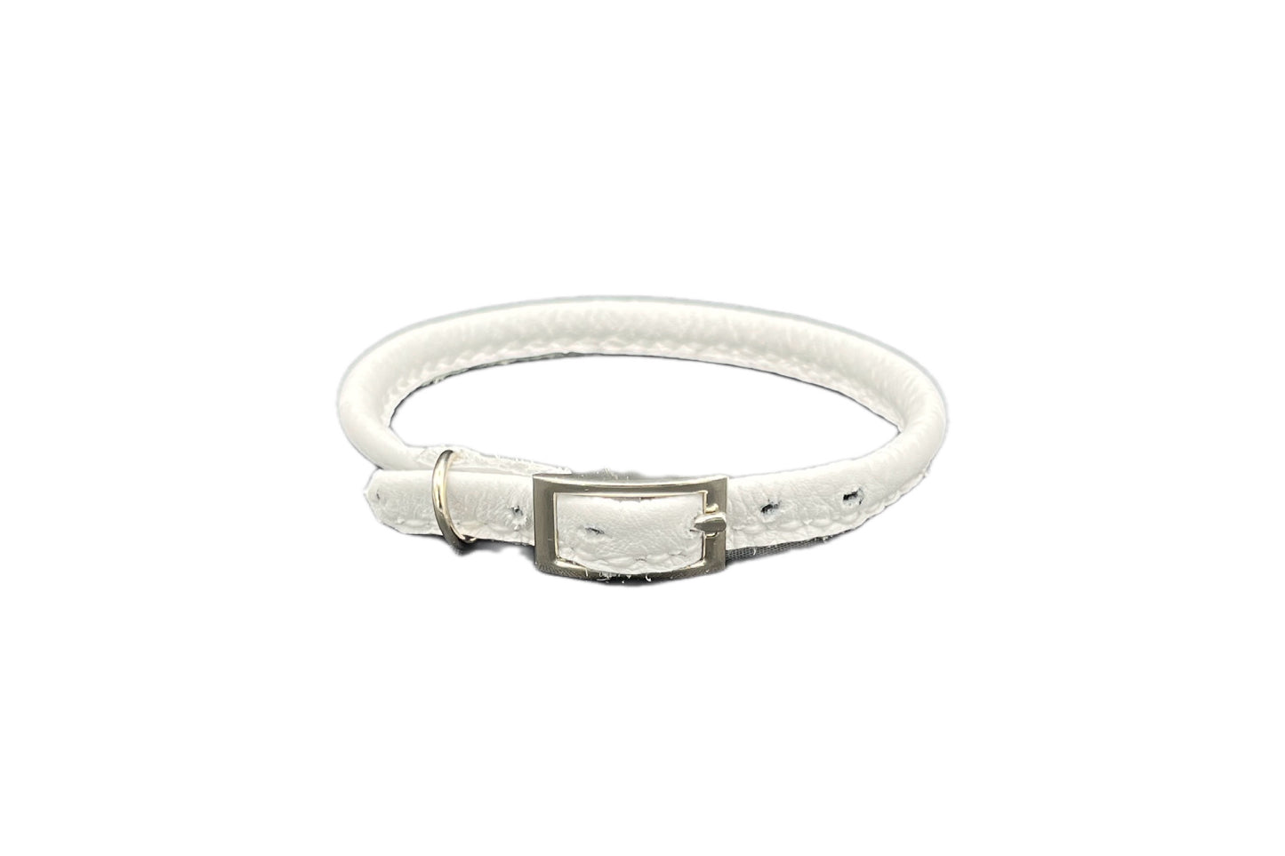 Thin White Leather Rolled Collar