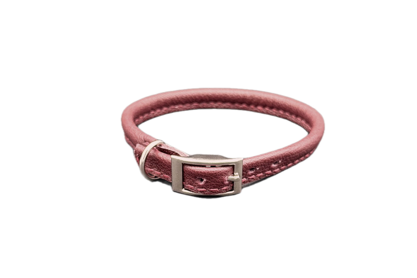 Red Leather Rolled Collar