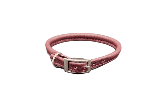 Red Leather Rolled Collar