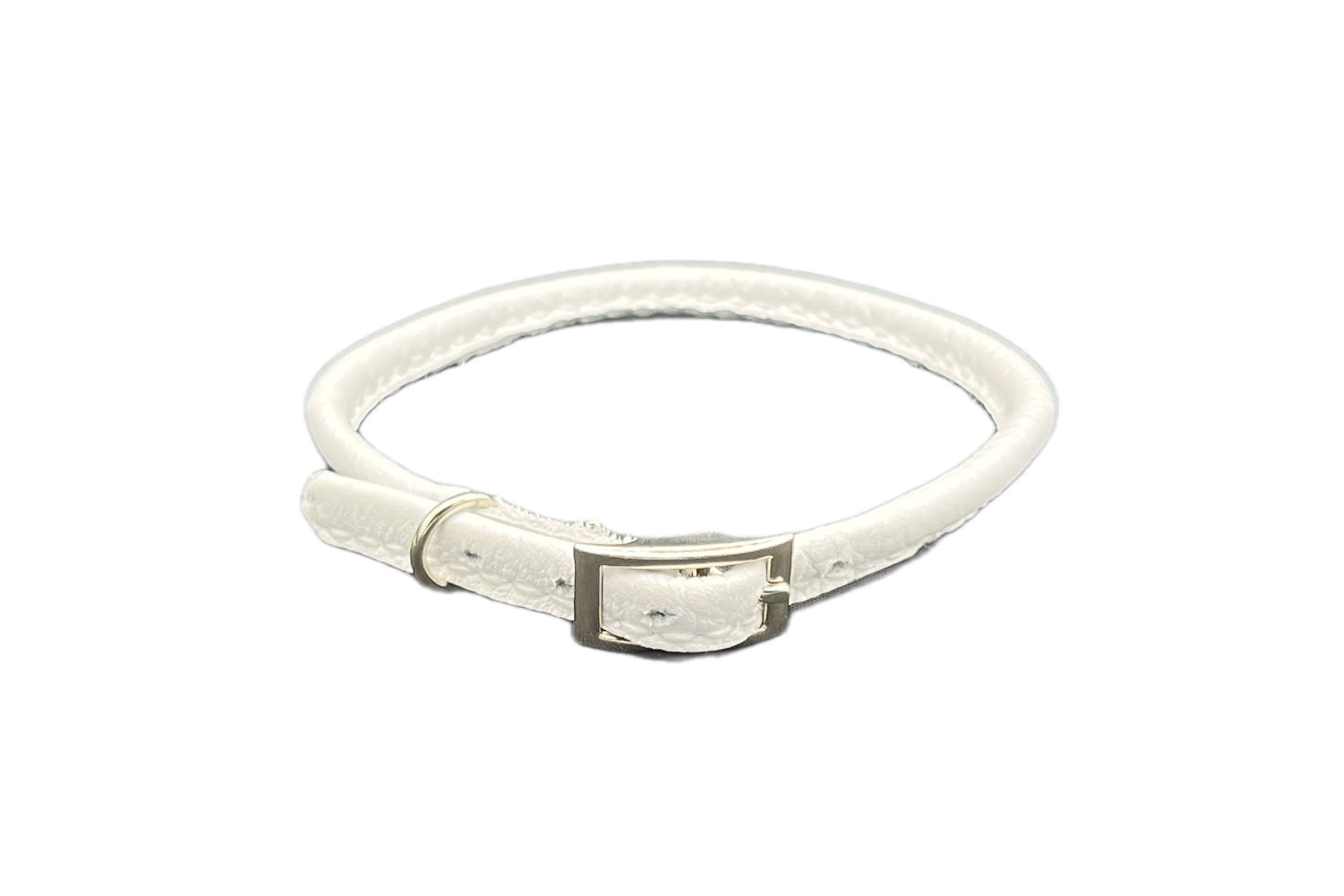 Thin White Leather Rolled Collar
