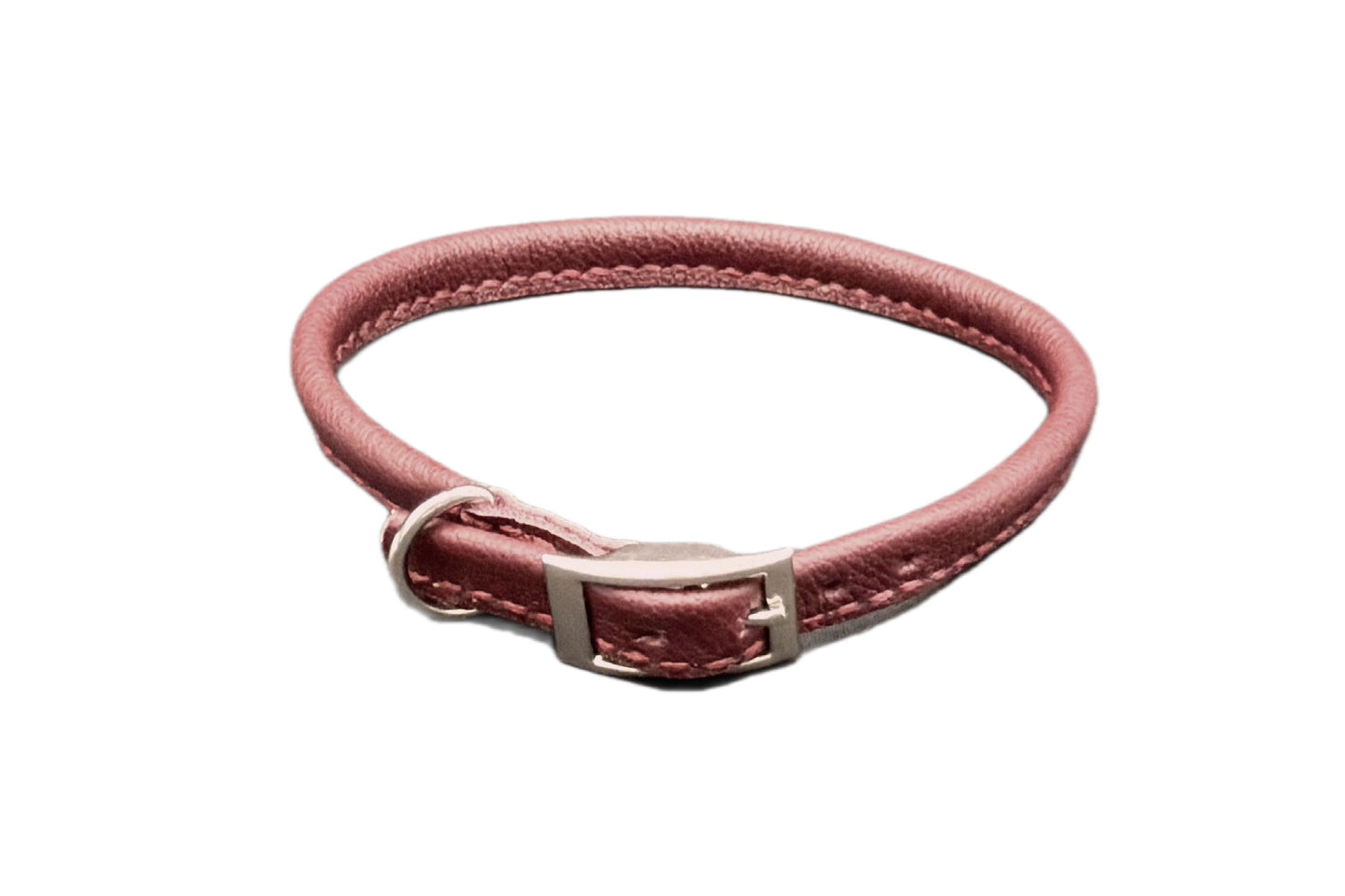 Red Leather Rolled Collar