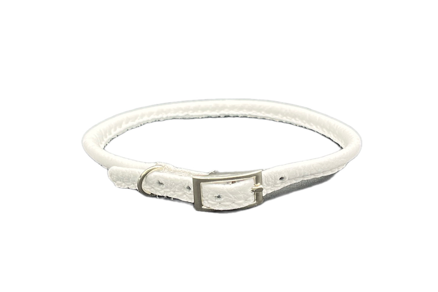Thin White Leather Rolled Collar