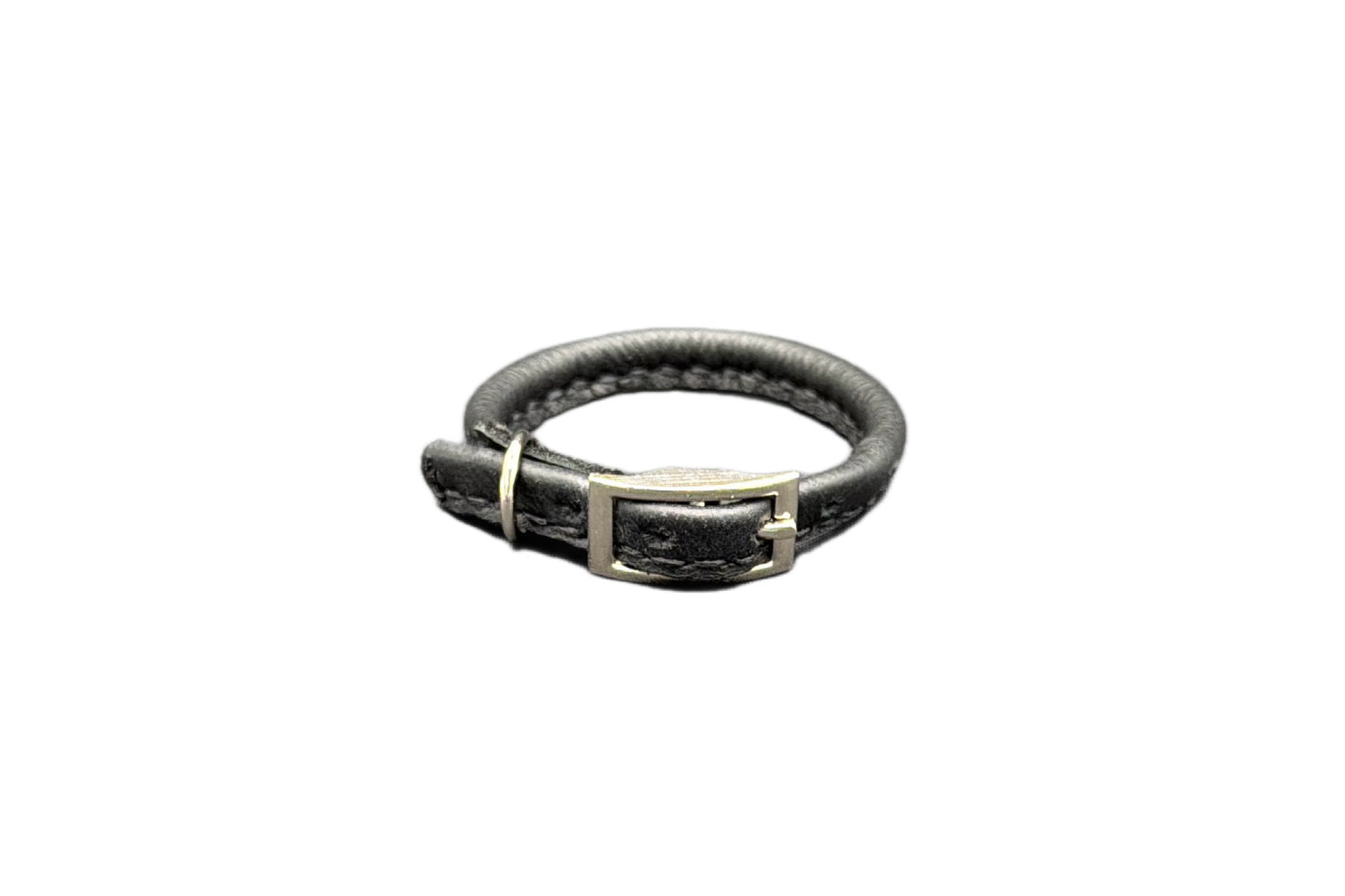Thin Black Leather Rolled Collar