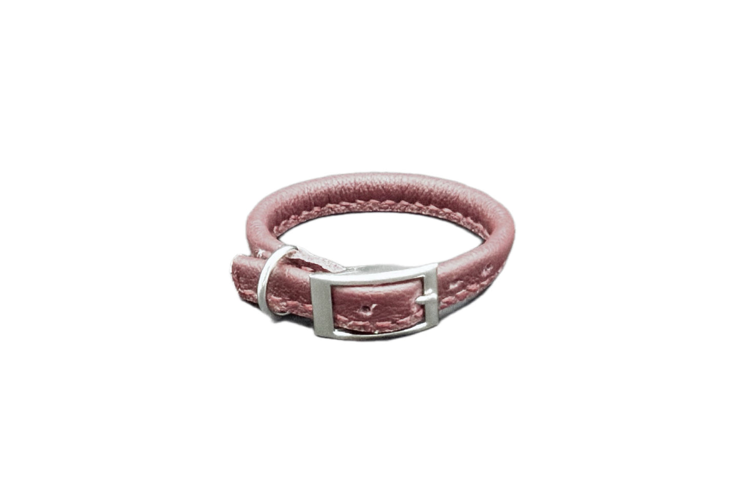 Red Leather Rolled Collar