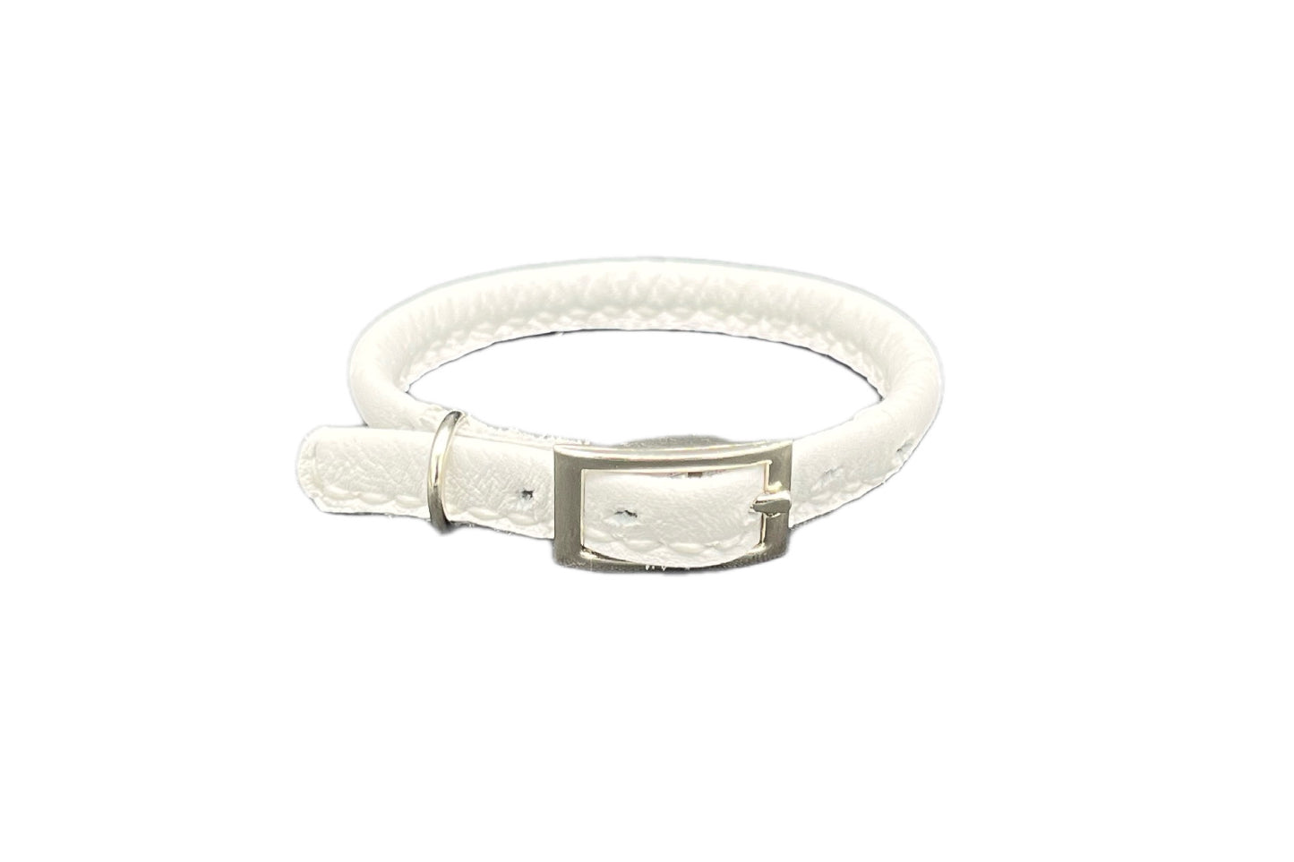 Thin White Leather Rolled Collar