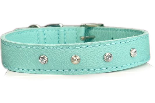 Large Aqua Green Collar with Clear Diamantes