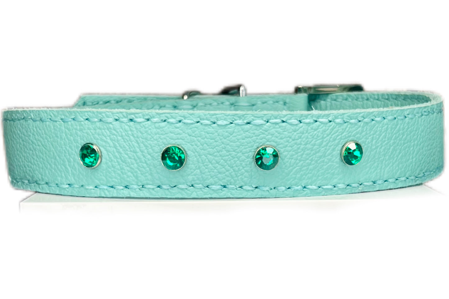 Large Aqua Green Collar with Jade Green Diamante