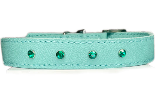 Large Aqua Green Collar with Jade Green Diamante