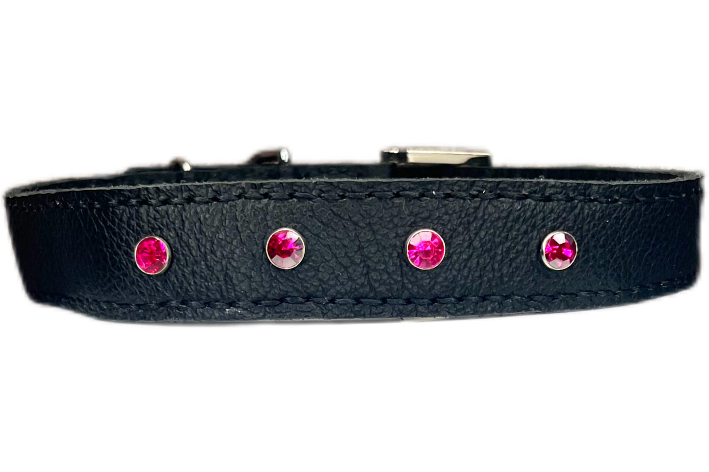 Large Black Collar with Hot Pink Diamante