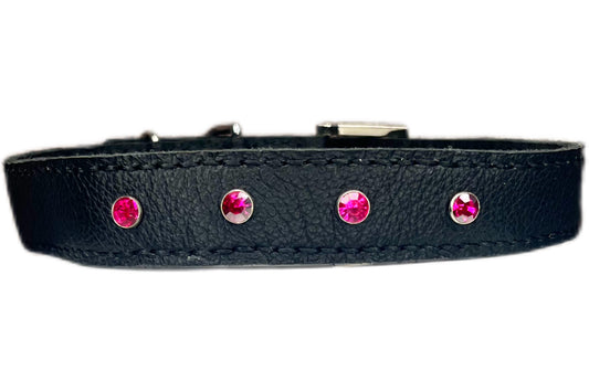 Large Black Collar with Hot Pink Diamante