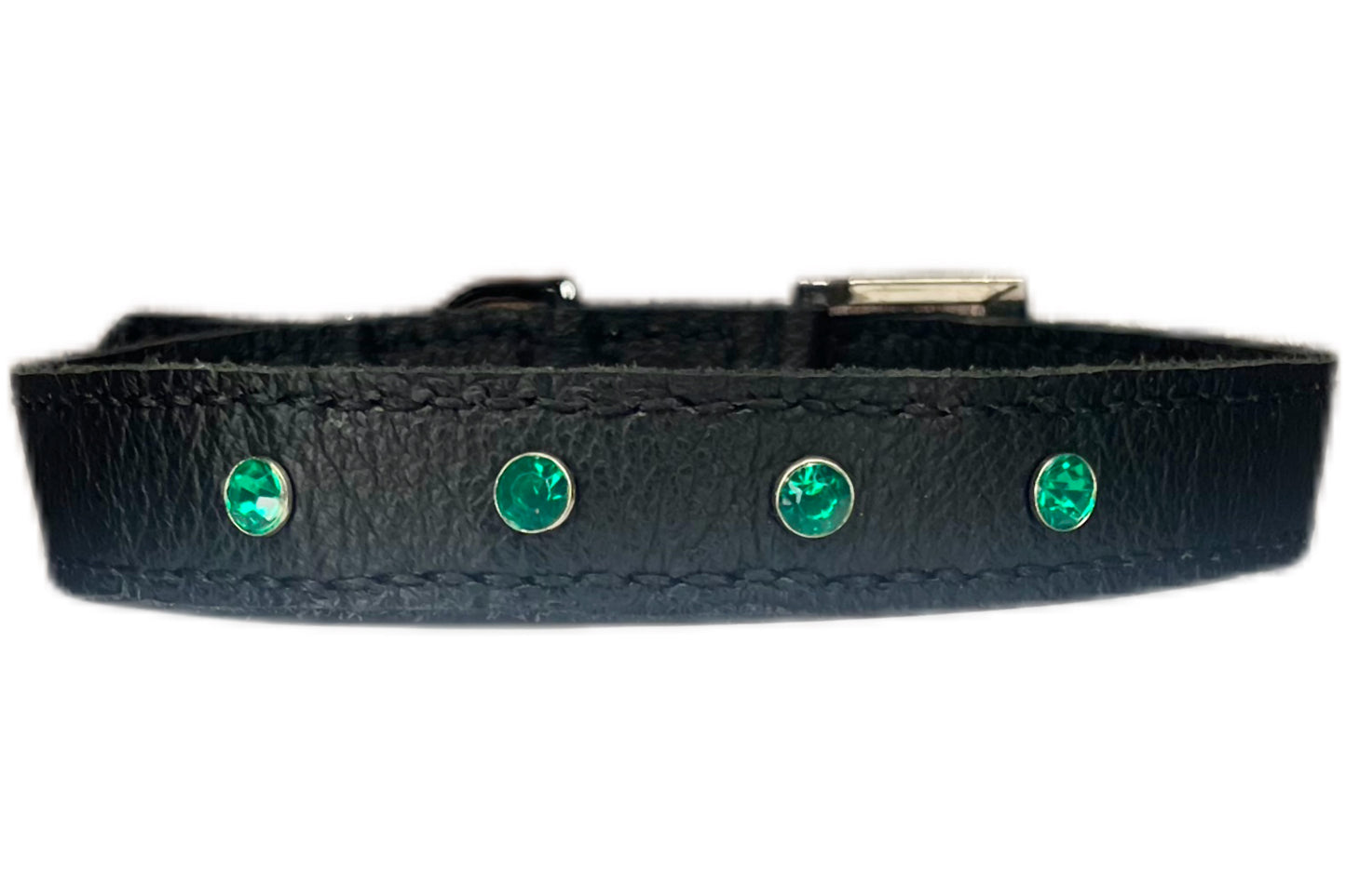 Large Black Collar with Jade Green Diamante