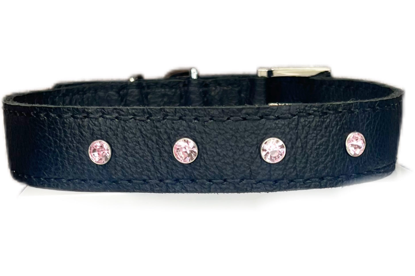 Large Black Collar with Light Pink Diamante
