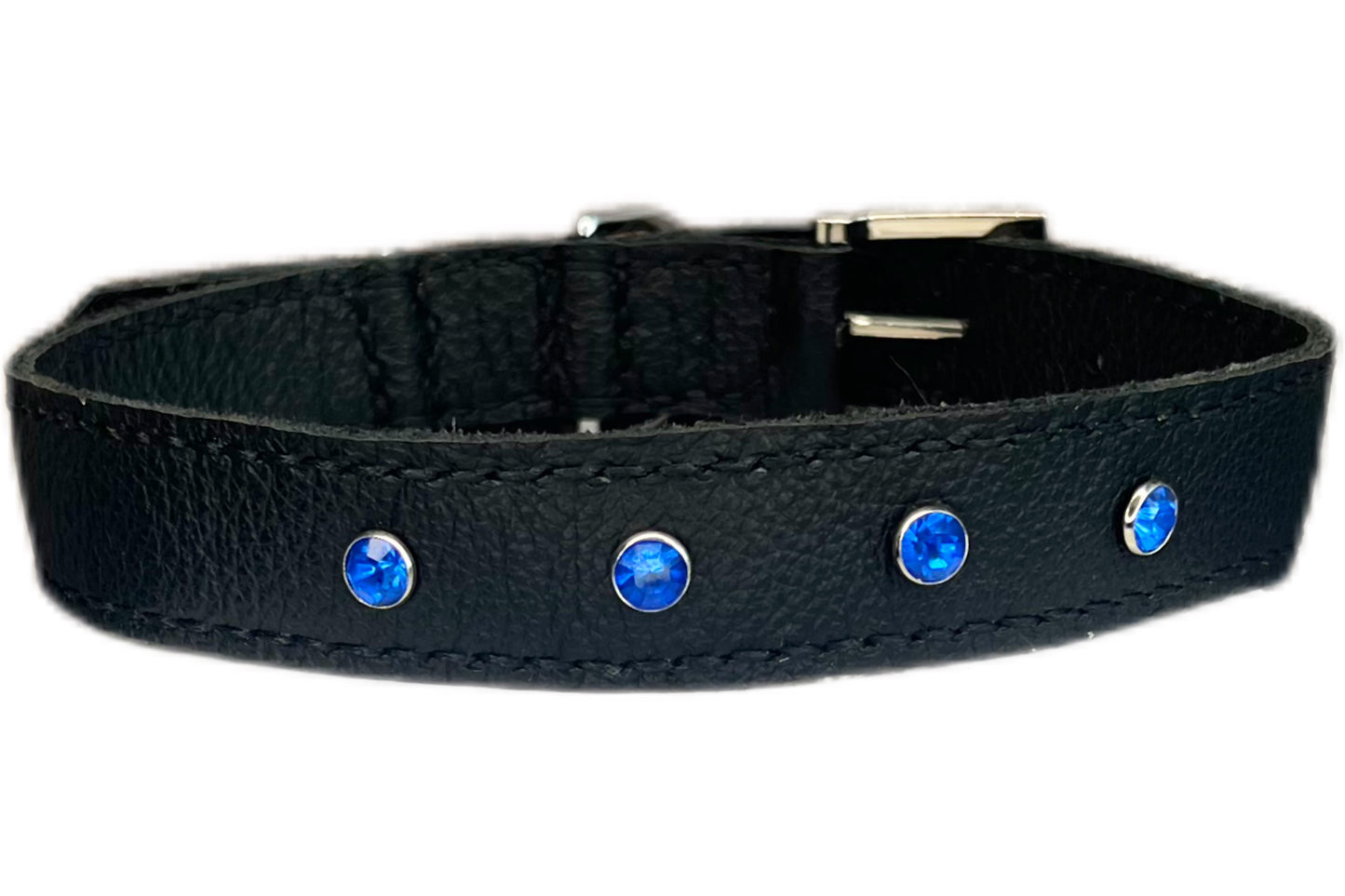 Large Black Collar with Royal Blue Diamante