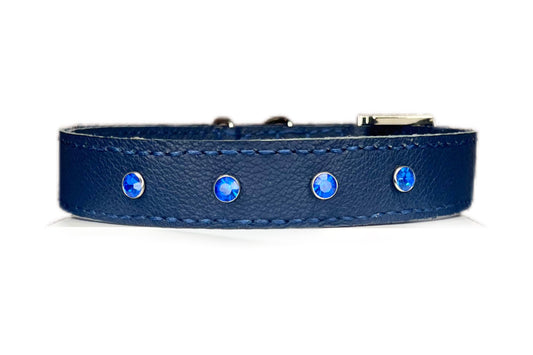 Large Navy Blue Collar with Navy Blue Diamante