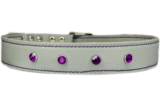 Large Grey Collar with Violet Diamante