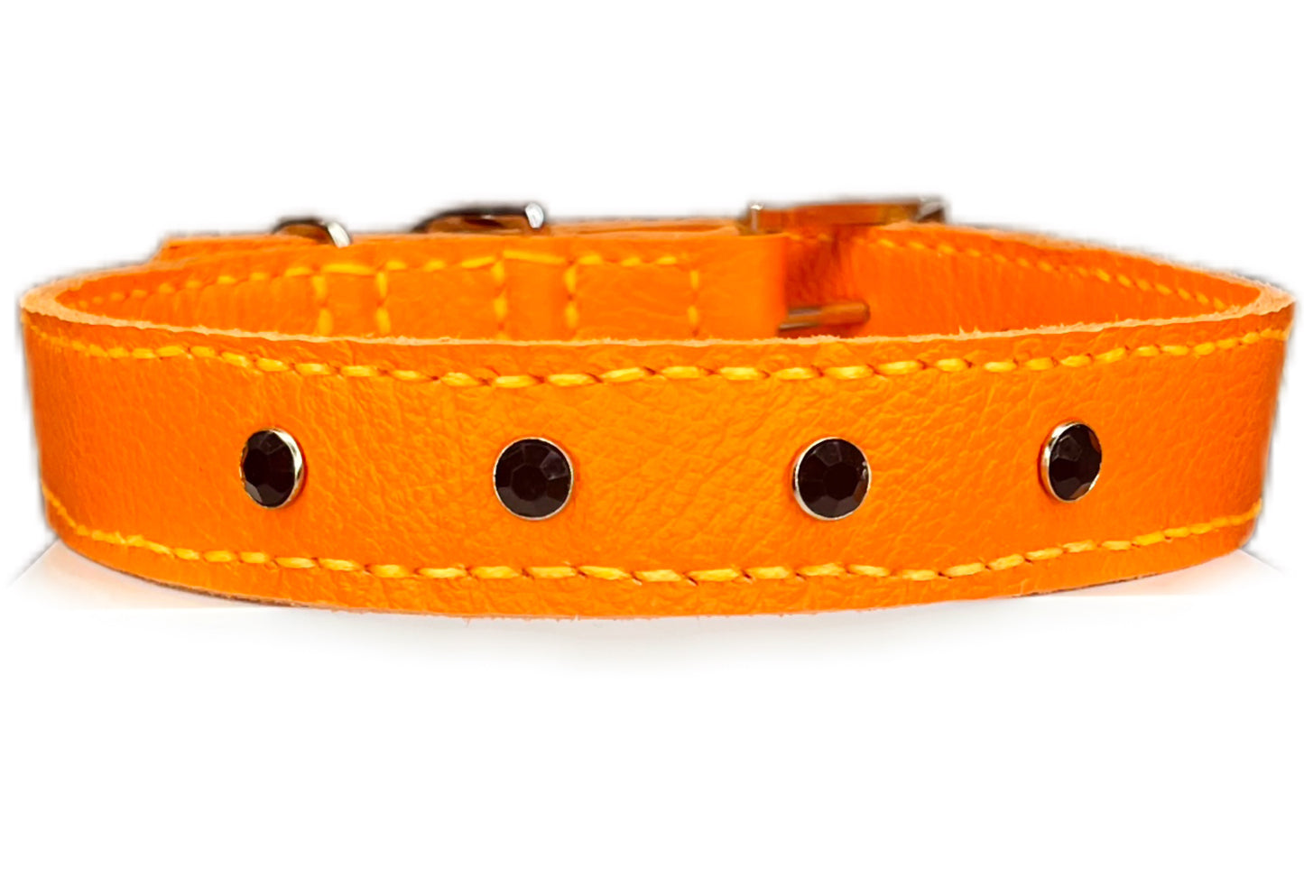 Large Orange Collar with Black Diamante