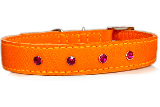Large Orange Collar with Hot Pink Diamante