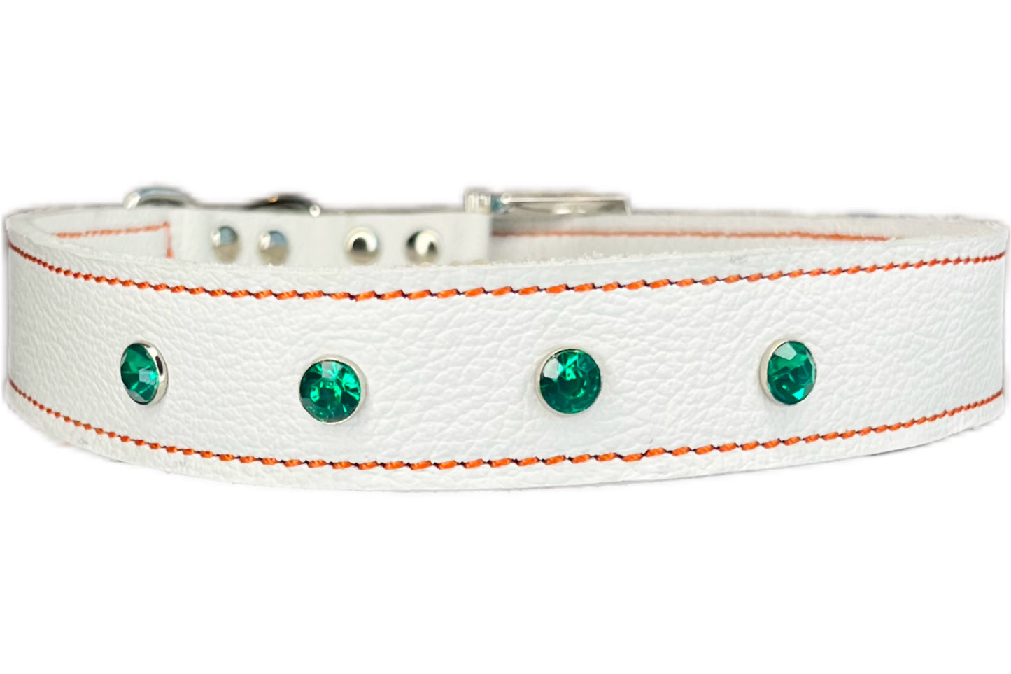 Large White Collar with Jade Green Diamante