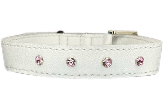 Large White Collar with Light Pink Diamante