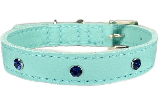Medium Aqua Green Collar, Midnight Blue Diamantes