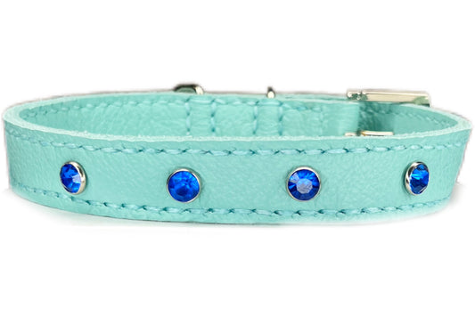 Medium Aqua Green Collar with Royal Blue Diamantes