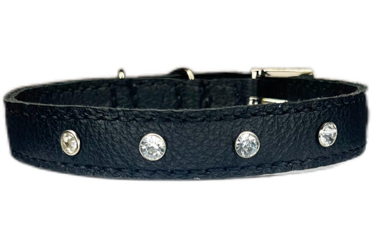 Medium Black Collar with Clear Diamantes