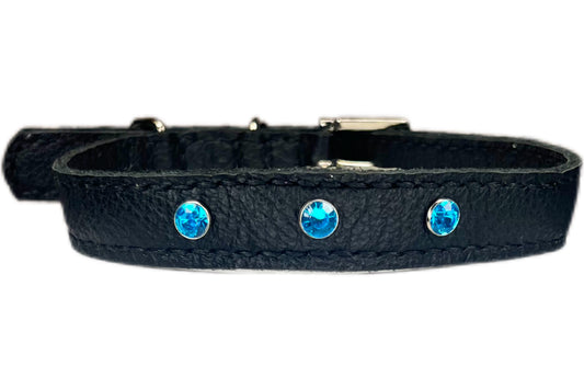 Medium Black Collar with Turquoise Diamantes