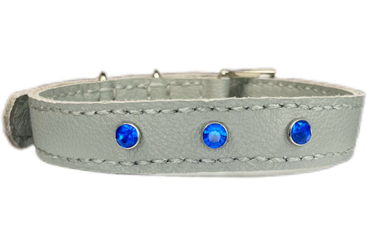 Medium Grey Collar with Royal Blue Diamantes