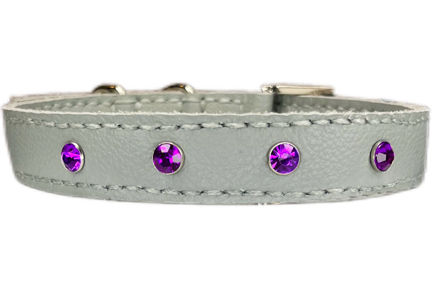 Medium Grey Collar with Violet Diamante