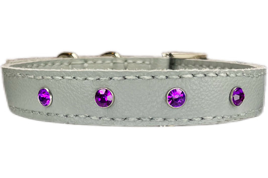 Medium Grey Collar with Violet Diamante