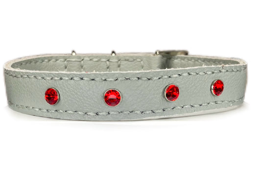 Medium Grey Collar with Red Diamante